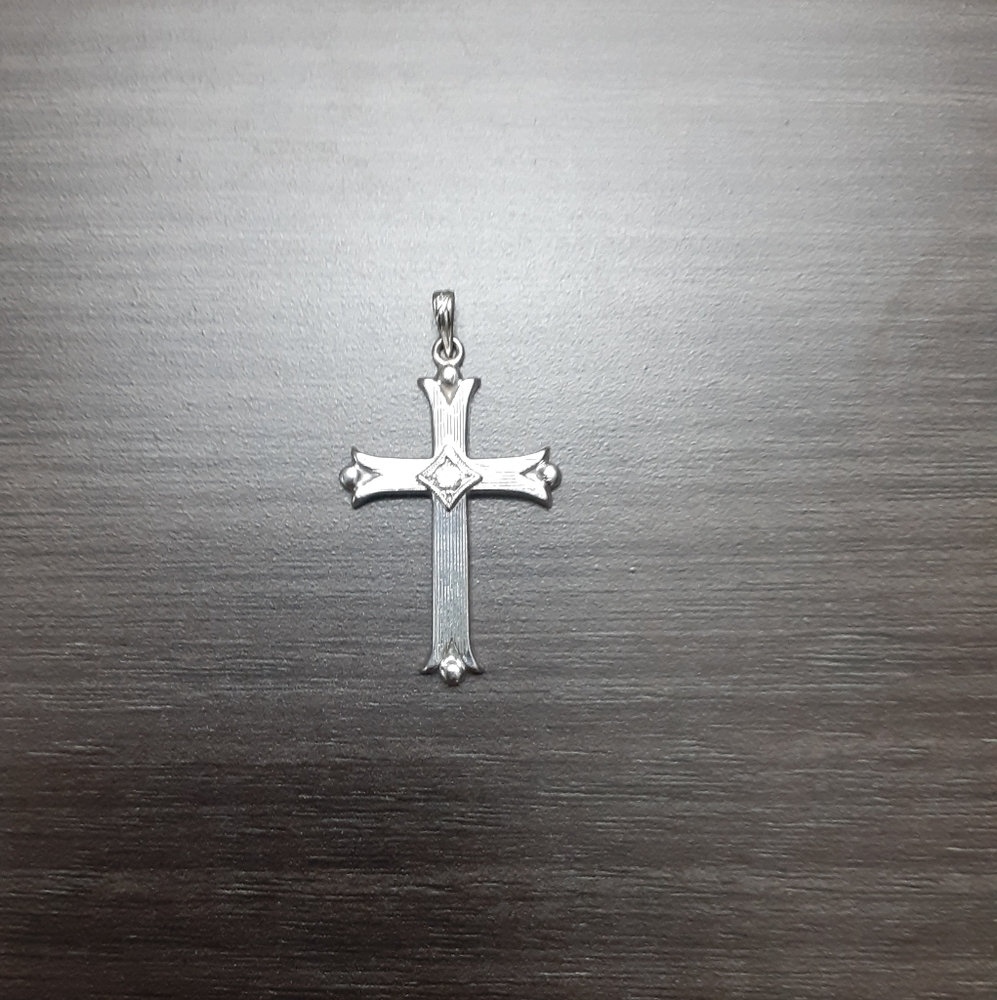 14K White Gold Diamond Cross